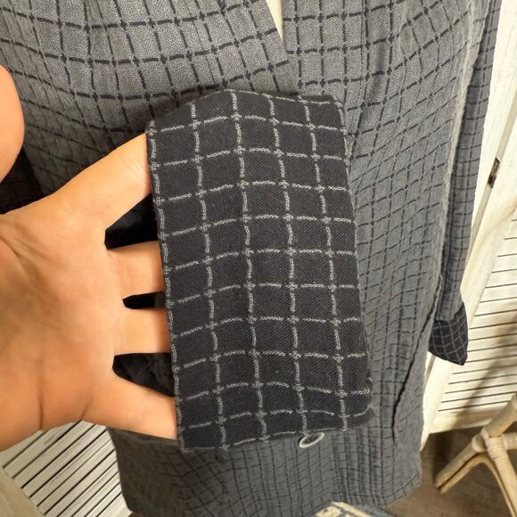 HABITAT Women's L Double Face Windowpane Relaxed Jacket Artsy Lagenlook Gray Blk - Picture 10 of 16